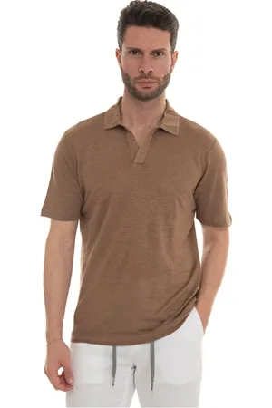 Gran Sasso Polo Shirts, male, , Size: 3XL Linen Polo Shirt with Side Vents