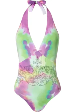Twin-Set One-piece, female, , Size: L Green Tie-Dye Swimsuit with Glitter