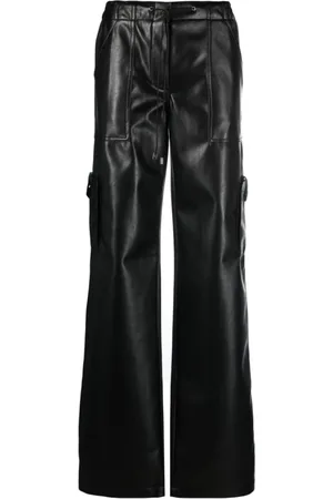 ERMANNO SCERVINO Straight Trousers, female, , Size: 2XS Wide Faux Leather Trousers