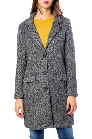 JACQUELINE DE YONG Single-Breasted Coats, female, , Size: 2XS Grey Marl Buttoned Coat with Pockets