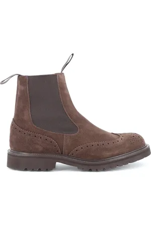 TRICKERS Chelsea Boots, male, , Size: 11 1/2 US Suede Chelsea Boot with Brogue Detail
