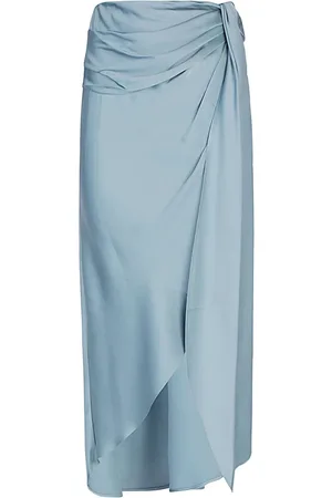 Simkhai Midi Skirts, female, , Size: S Clear Draped Satin Midi Skirt