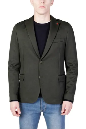 MULISH Blazers, male, , Size: XL Plain Blazer Buttoned Long Sleeves