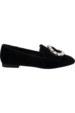Dolce & Gabbana Loafers, female, , Size: 6 US Velvet Crystal Loafers Flats Shoes