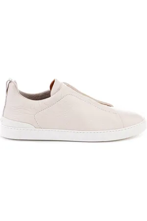 Ermenegildo Zegna Sneakers, male, , Size: 10 US Ivory Low Top Triple Stitch™ Leather Sneakers