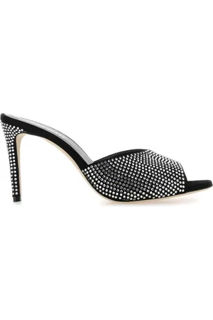 PARIS TEXAS Heeled Mules, female, , Size: 6 1/2 US Embellished Leather Holly Mules