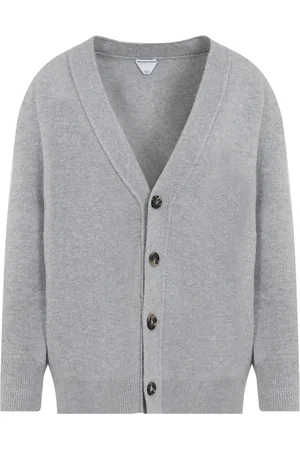 Bottega Veneta Cardigans, female, , Size: XS Grey Cashmere V-Neck Cardigan