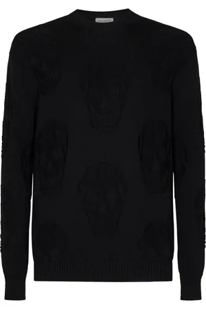 Alexander McQueen Round-neck Knitwear, male, , Size: L Textured Skull Sweaters
