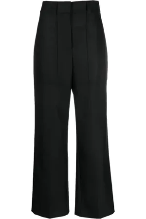 HUGO BOSS Wide Trousers, female, , Size: L High-Waisted Straight Fit Wool Pants