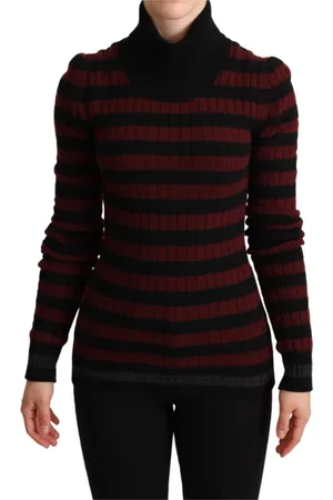 Dolce & Gabbana Turtlenecks, female, , Size: XS Black Red Striped Wool Pullover Sweater