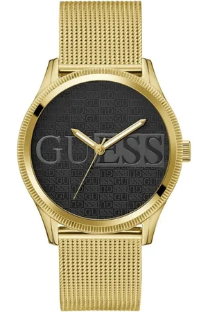 Guess Watches, male, , Size: ONE SIZE Reputation Gold Black Stainless Steel Watch