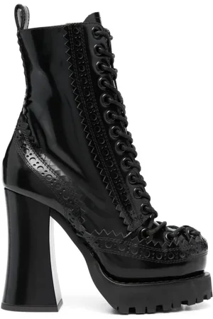 Moschino Heeled Boots, female, , Size: 8 US Lace-Up Leather Boots