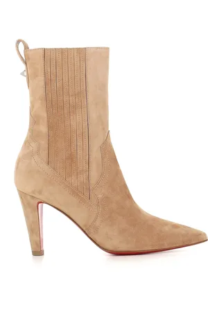 Christian Louboutin Heeled Boots, female, , Size: 7 US Sand Suede Ankle Boots