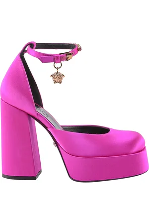 VERSACE Pumps, female, , Size: 8 1/2 US Satin Medusa Heels