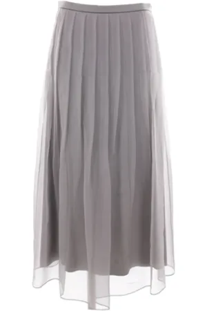Brunello Cucinelli Maxi Skirts, female, , Size: S Pleated Chiffon Skirt