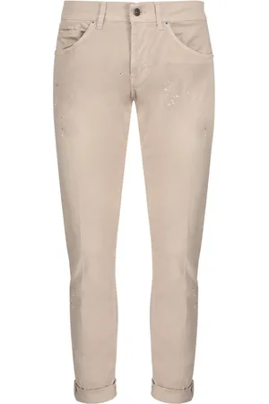 Dondup Cropped Jeans, male, , Size: W31 Ecru Painted Cropped Jeans