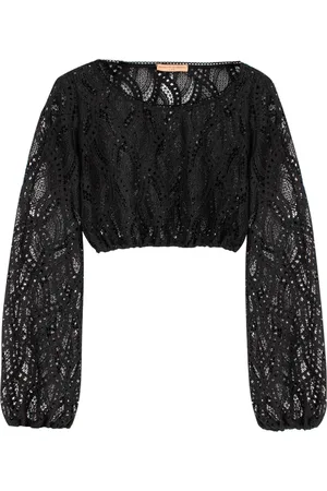 ERMANNO SCERVINO Blouses, female, , Size: XS Lace Crew Neck Top