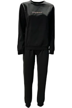 Emporio Armani Training Sets, female, , Size: M Cotton Logo Lettering Pajama Set