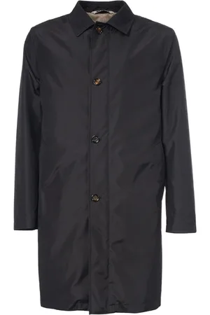 Kired Single-Breasted Coats, male, , Size: L Dark Long Coat with Classic Collar