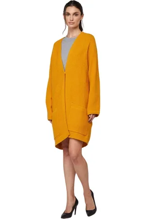 Twin-Set Cardigans, female, , Size: S Oversize Mustard Cardigan Deep V-Neck