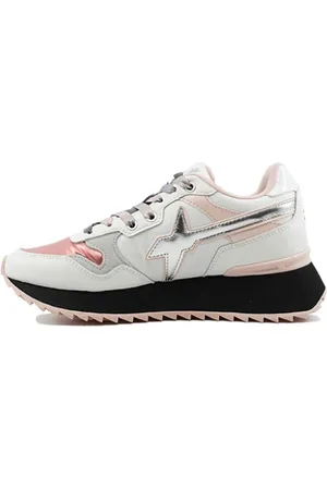 W6YZ Sneakers, female, , Size: 10 US White Leather Women`s Sneakers - Art. Pink Yak-W-W