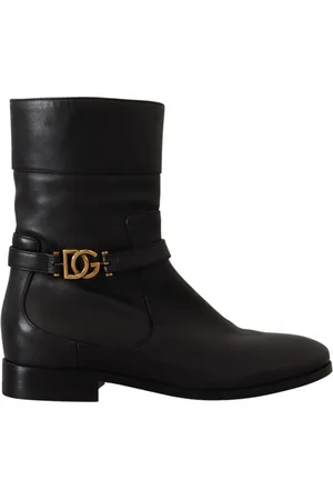 Dolce & Gabbana Ankle Boots, female, , Size: 6 US Leather Logo Ankle Boots