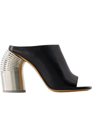 OFF-WHITE Heeled Mules, female, , Size: 6 US Silver Spring Mules - Leather - | Silver