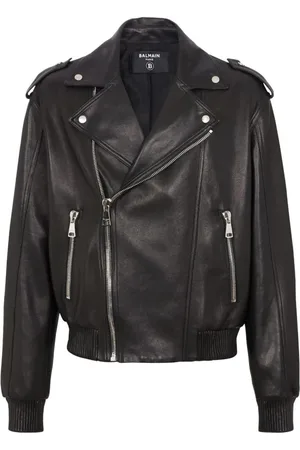 Balmain Leather Jackets, male, , Size: M Leather Bomber Jacket