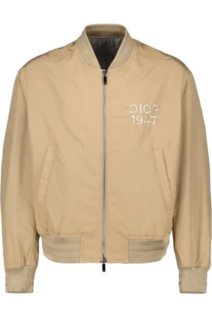 Dior Bomber Jackets, male, , Size: L Ribbed Bomber Jacket with Logo Embroidery