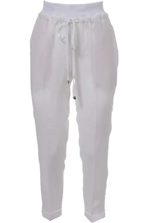 LE TRICOT PERUGIA Slim-fit Trousers, female, , Size: XS Linen Pants with Elastic Waist