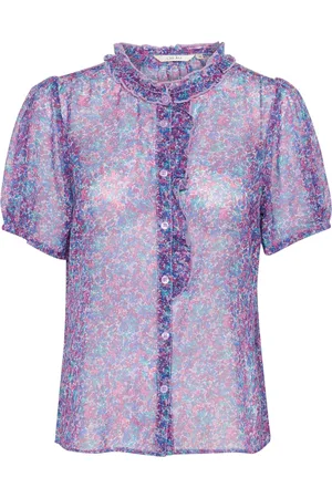 Cream Shirts, female, , Size: XL Blue Berry Flower Blouse