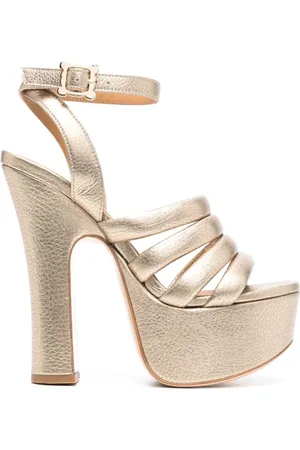 Vivienne Westwood High Heel Sandals, female, , Size: 8 US Golden Strappy Platform Sandals