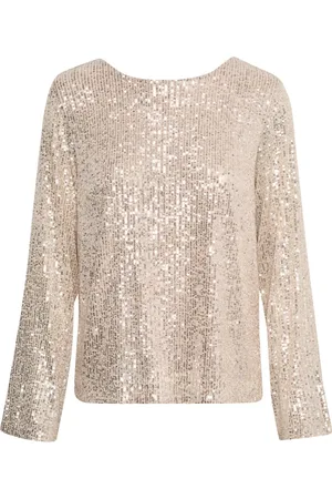 Part Two Blouses, female, , Size: M Silver Sequin Blouse with V-Back