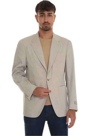 CANALI Blazers, male, , Size: XL Linen Wool Jacket with Patch Pockets