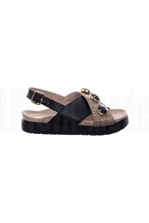 INUIKII Flat Sandals, female, , Size: 7 US Raffia Stone Sandals