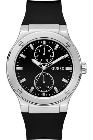 Guess Watches, male, , Size: ONE SIZE Multifunction Jet Black Silver Watch