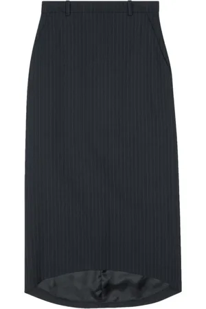 Balenciaga Midi Skirts, female, , Size: S Hourglass Pinstripe Wool Skirt
