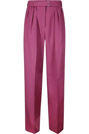 Lanvin Straight Trousers, female, , Size: XS High-Waisted Pleated Trousers with Front Closure