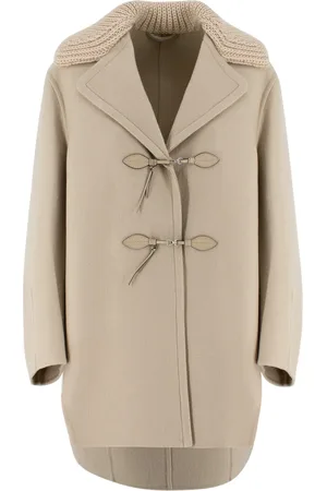 ERMANNO SCERVINO Single-Breasted Coats, female, , Size: XS Wool Lapel Coat with Front Frogs