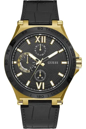 Guess Watches, male, , Size: ONE SIZE Gold Stainless Steel Leather/Silicone Watch