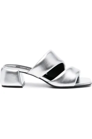 Sergio Rossi Heeled Mules, female, , Size: 6 US Silver Sandals with Padded Design