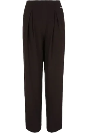 Armani Exchange Wide Trousers, female, , Size: XL Elegant Trousers with Micro-Pattern