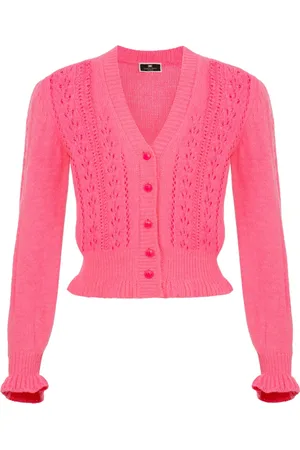 Elisabetta Franchi Cardigans, female, , Size: XL Embroidered Wool Cardigan