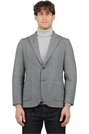 Circolo Blazers, male, , Size: L Striped Fabric Single-Breasted Jacket