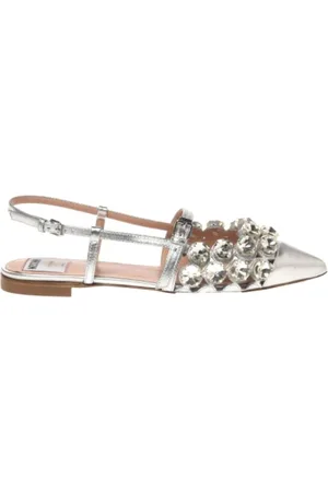 Moschino Flat Sandals, female, , Size: 7 US Silver Sandals