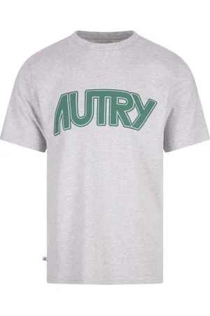 Autry T-Shirts, male, , Size: XL Grey Melange T-shirt with Green Logo