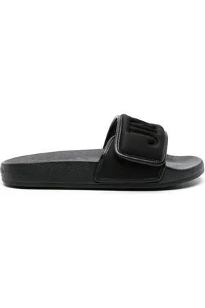 Jimmy Choo Sliders, female, , Size: 5 US Leather Sandals with Touch-Strap Fastening