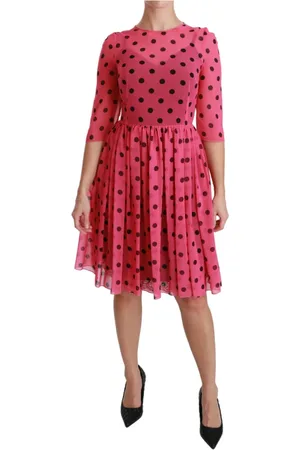 Dolce & Gabbana Midi Dresses, female, , Size: 2XS Polka Dot Pleated A-line Dress