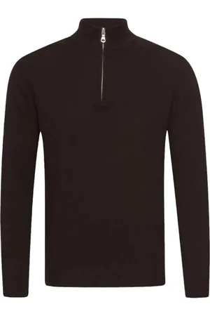 Oscar Jacobson Turtlenecks, male, , Size: M Half Zip Wool-Cashmere Sweater