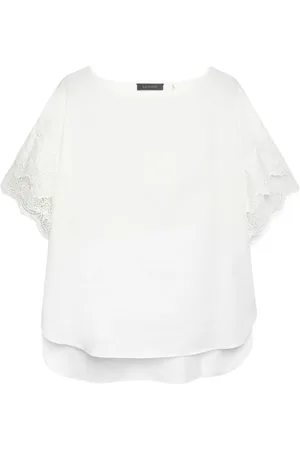 Elena Miro Blouses, female, , Size: L Cotton Blouse with Lace Edges